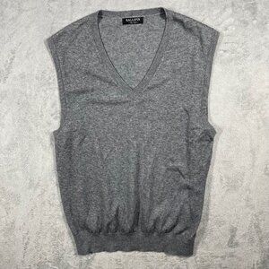 Kallspin Mens‎ Wool Blend V Neck Sweater Vest Grey XL Soft Lightweight